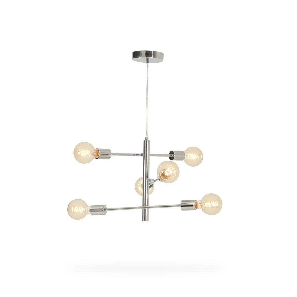 Ceasar Pendant Lamp, Matte Chrome - 33x80 Cms 2 Ceasar Pendant Lamp, Matte Chrome - 33x80 Cms - Image 2