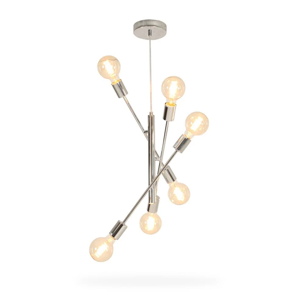 Ceasar Pendant Lamp, Matte Chrome - 33x80 Cms 3 Ceasar Pendant Lamp, Matte Chrome - 33x80 Cms - Image 3
