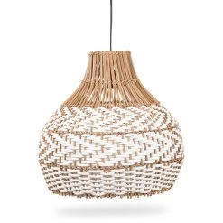 Carson Handcrafted Rattan Lamp Shade, Natural & White