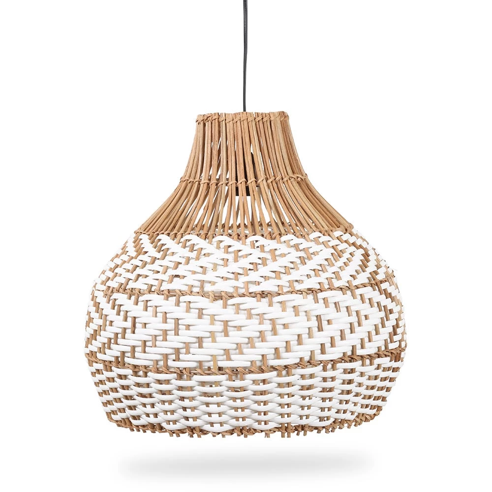 Carson Handcrafted Rattan Lamp Shade, Natural & White 1 Carson Handcrafted Rattan Lamp Shade, Natural & White