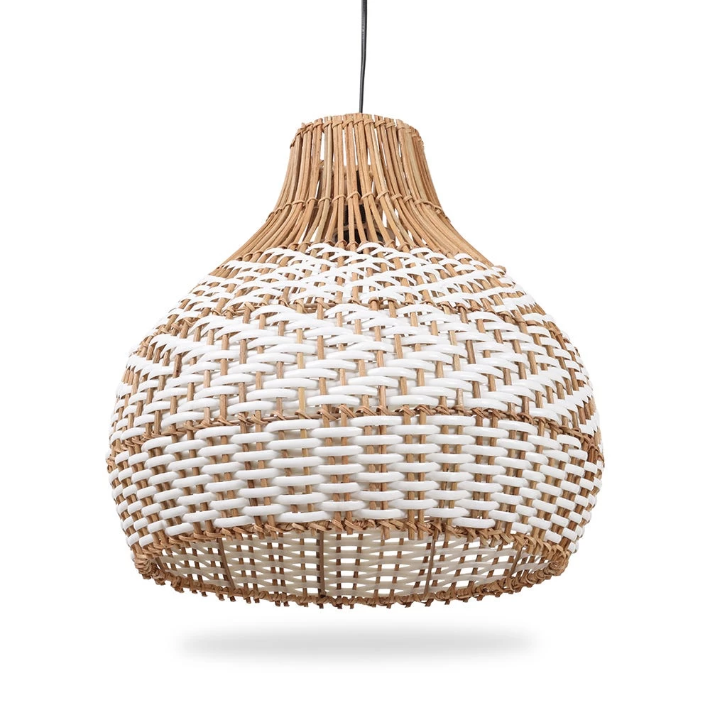 Carson Handcrafted Rattan Lamp Shade, Natural & White 2 Carson Handcrafted Rattan Lamp Shade, Natural & White - Image 2