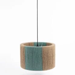 Diego String Hanging Lamp, Natural & Aqua - 41x26 Cm