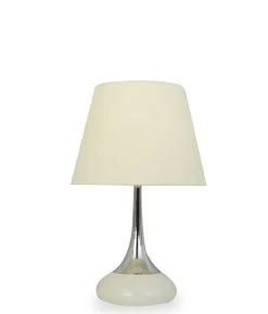 Jean Table Lamp, Chrome & White – 30x48 Cms