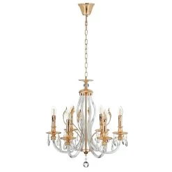Myrean Glass Pendant Lamp, French Gold & Clear - 58 X 62 Cms