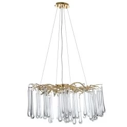 Crystal Pendant Lamp, Gold & Clear - 80x50 Cms