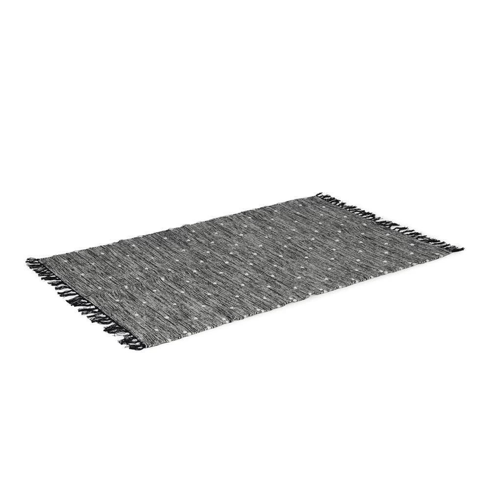 Eluru Handwoven Rug, Black & White – 90x150 Cms 2 Eluru Handwoven Rug, Black & White – 90x150 Cms - Image 2
