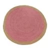 Handwoven Stitched Round Rug, Pink & Natural - 182 Cms