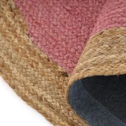 Handwoven Stitched Round Rug, Pink & Natural - 182 Cms 6 Handwoven Stitched Round Rug, Pink & Natural - 182 Cms -decoration 5110200101317 2