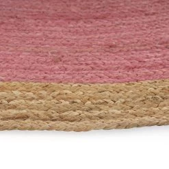 Handwoven Stitched Round Rug, Pink & Natural - 182 Cms 7 Handwoven Stitched Round Rug, Pink & Natural - 182 Cms -decoration 5110200101317 4