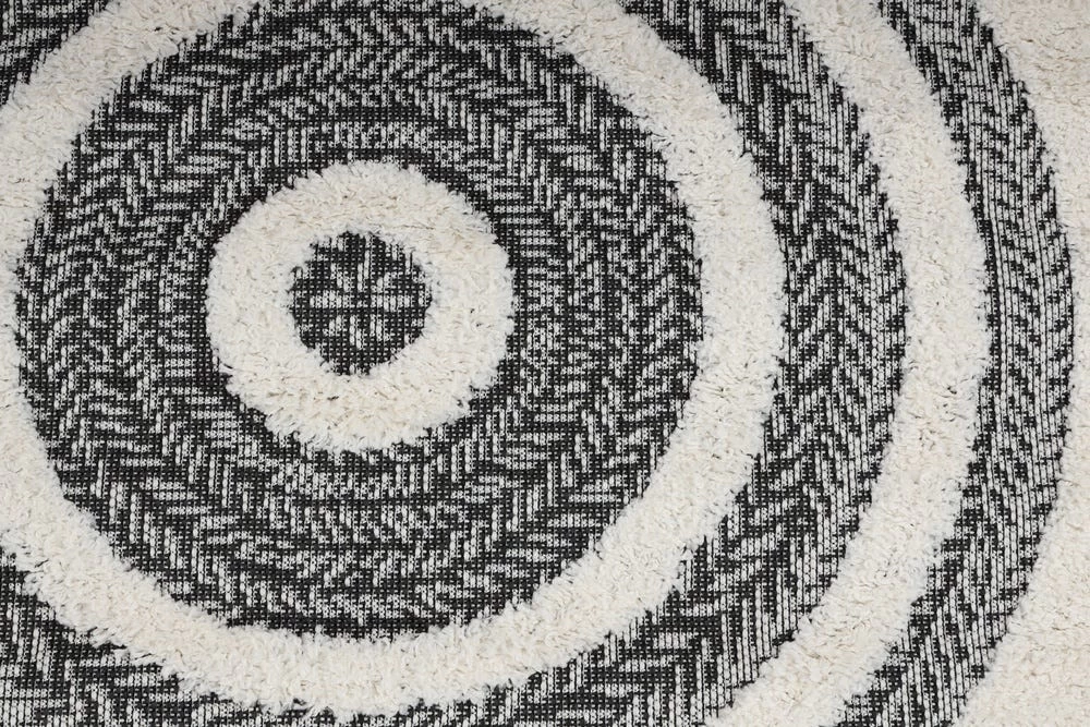 Round Ritual Rug (White And Black, Polypropylene, 160 X 160 Cms) 2 Round Ritual Rug (White And Black, Polypropylene, 160 X 160 Cms) - Image 2