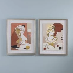 Statue Framed Art, Multicolour – 40x50 Cm, Set Of 2