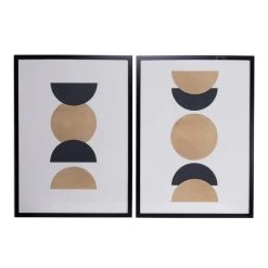 Geo Framed Art, Gold & Black – Set Of 2