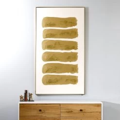 Dash Framed Wall Art, Gold & White - 90x160 Cm