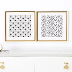 Amaze Canvas Frame, Champagne & White - Set Of 2, 42x42 Cm