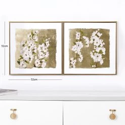 Bloom Canvas Frame, Gold & White - Set Of 2, 52x52 Cm -decoration 5110300103044 3