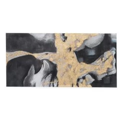 Gold Black Handmade Canvas Art, Multicolour – 76x152.5 Cm