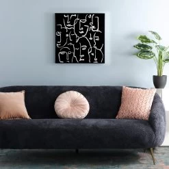 Face Lines Canvas Art, Black & White – 60x60 Cm
