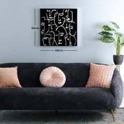 Face Lines Canvas Art, Black & White – 60x60 Cm -decoration 5110300301563 d 2
