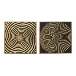 Hypnotic Spiral Canvas Art, Black & Gold – Set Of 2