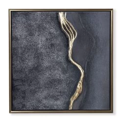 Erst Framed Handpainted Wall Art, Black & Gold – 80x80 Cm