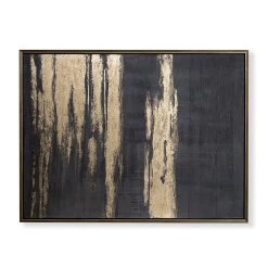 Cloud Framed Handpainted Wall Art, Black & Gold – 90x120 Cm
