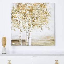 Just Unframed Wall Art, Gold & White - 80x80 Cm