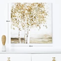 Just Unframed Wall Art, Gold & White - 80x80 Cm -decoration 5110300302485 3