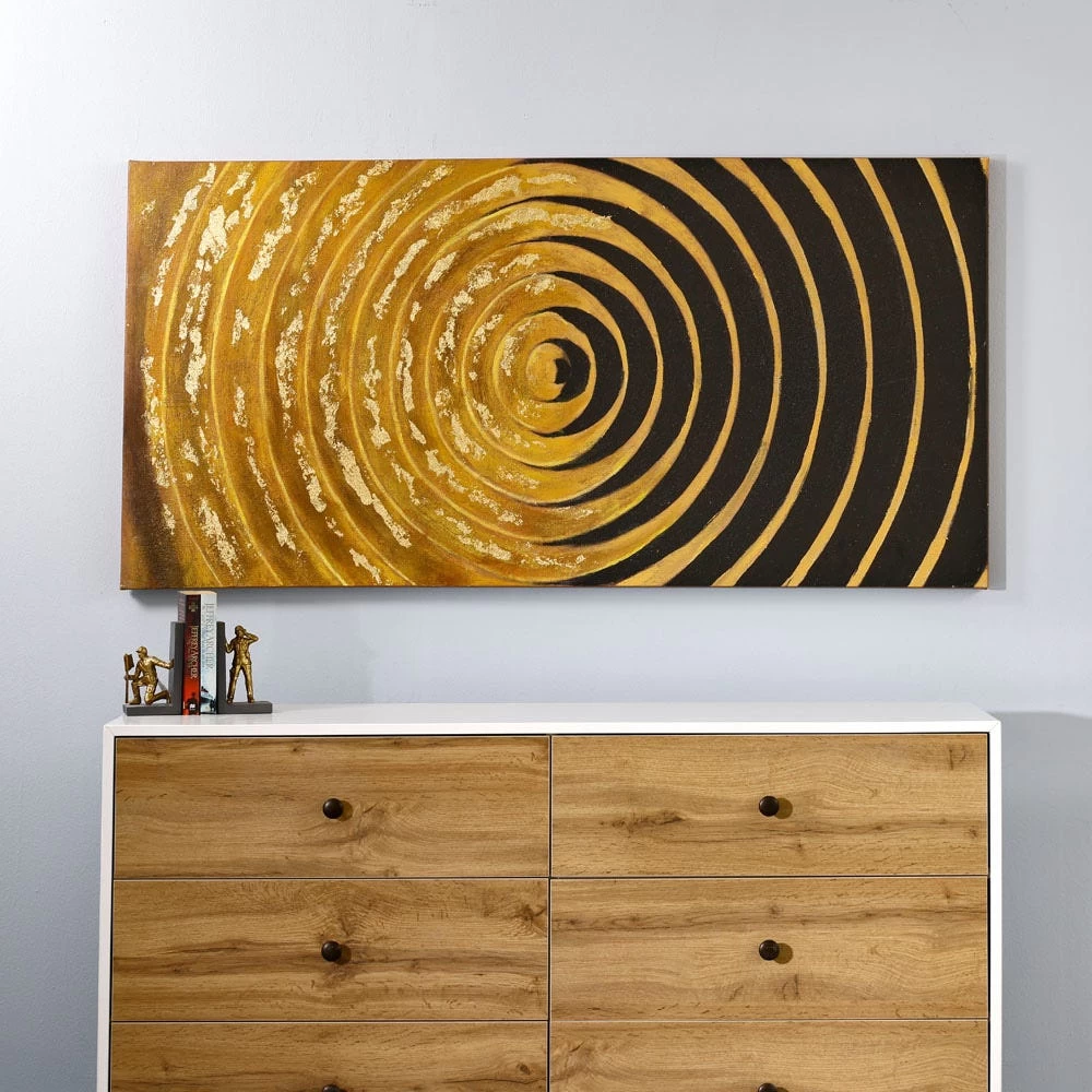 Loop Unframed Wall Art, Gold & Black - 150x75 Cm 1 Loop Unframed Wall Art, Gold & Black - 150x75 Cm