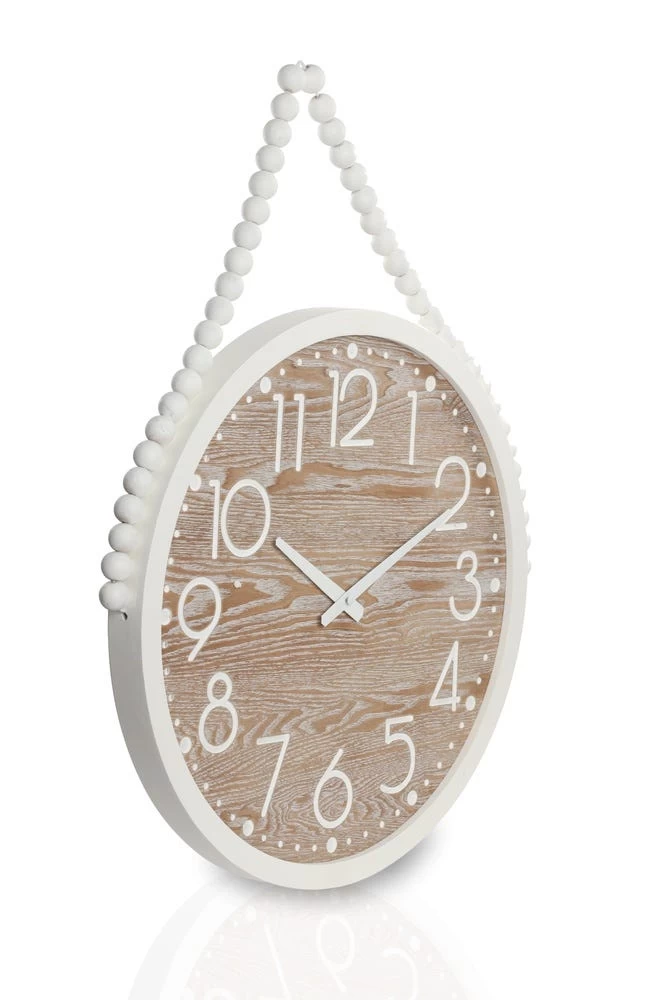 Hanging Clock - White And Brown 2 Hanging Clock - White And Brown - Image 2