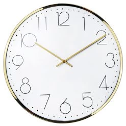 Moon Wall Clock, Gold & White - 34.5x4.1 Cm