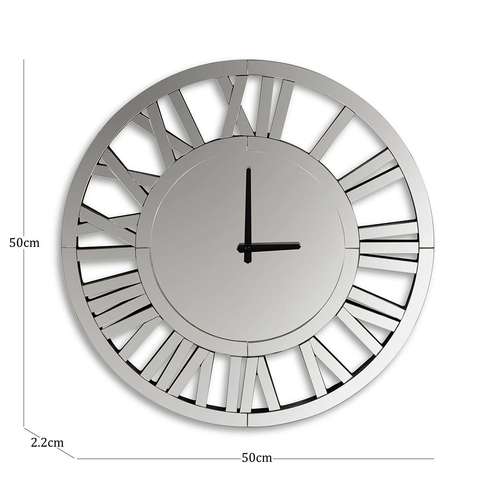 Una Round Wall Clock, Silver - 50 Cm 3 Una Round Wall Clock, Silver - 50 Cm - Image 3