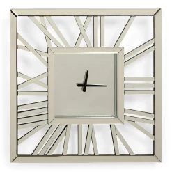 Una Square Wall Clock, Silver - 50x50 Cm