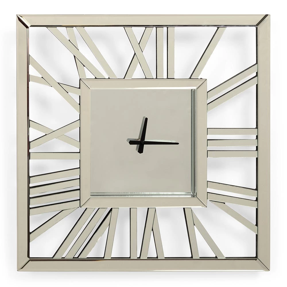 Una Square Wall Clock, Silver - 50x50 Cm 1 Una Square Wall Clock, Silver - 50x50 Cm