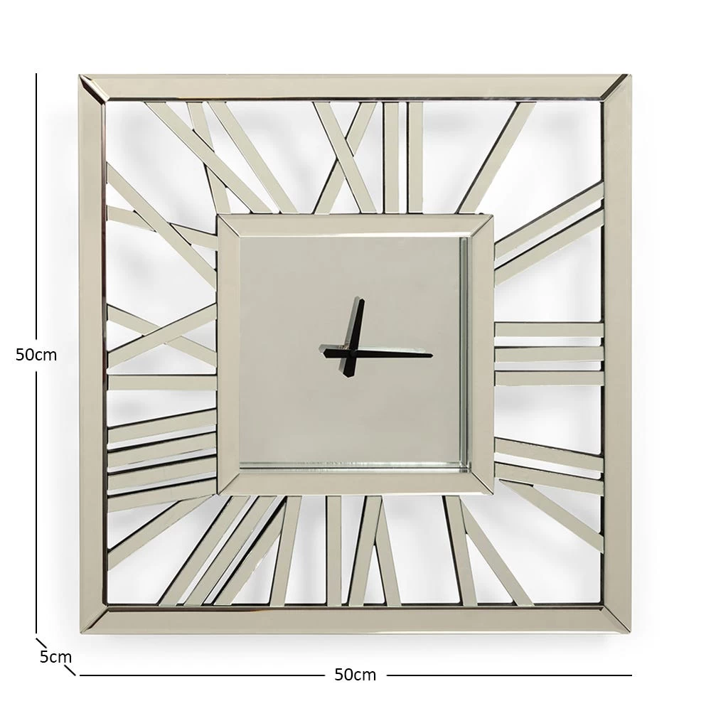 Una Square Wall Clock, Silver - 50x50 Cm 3 Una Square Wall Clock, Silver - 50x50 Cm - Image 3