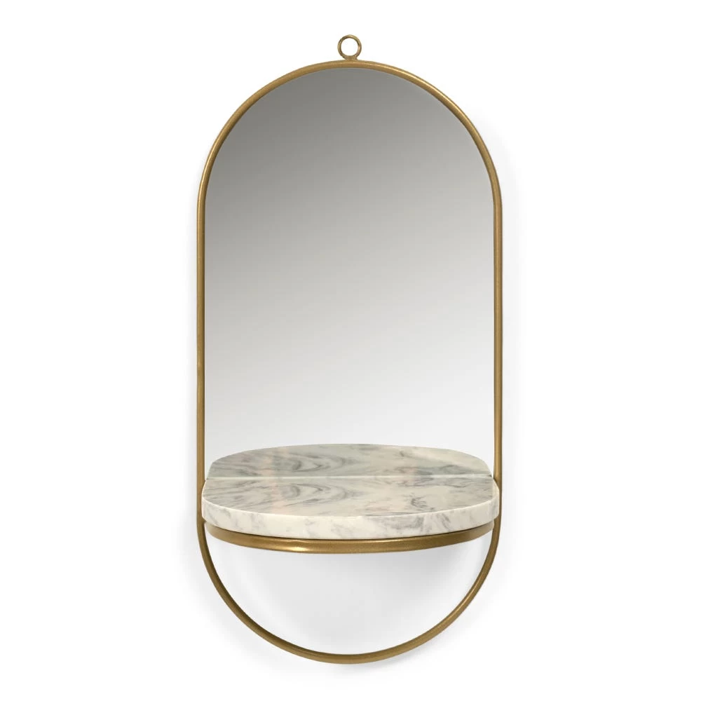 Glo Wall Shelf, Gold & White - 20x40 Cm 1 Glo Wall Shelf, Gold & White - 20x40 Cm