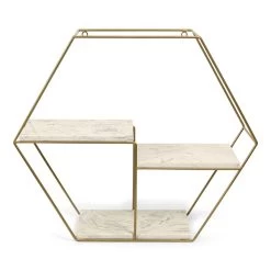 Glo Wall Shelf, Gold & White - 60x52 Cm