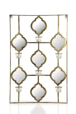 Metal Mirror With Gold Frame (51 X 79 Cms, Light Gold)