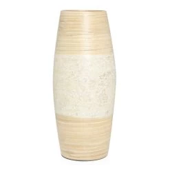 Jude Handcrafted Eggshell Inlay Bamboo Vase, Beige – 35 Cms