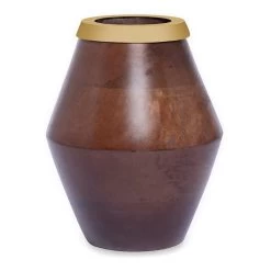 Cassia Flower Vase, Walnut & Gold – Large