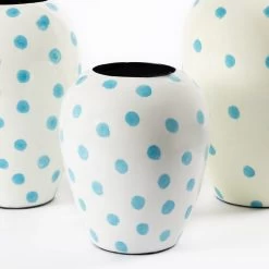 Jolly Vase, White & Blue - 20x23 Cm