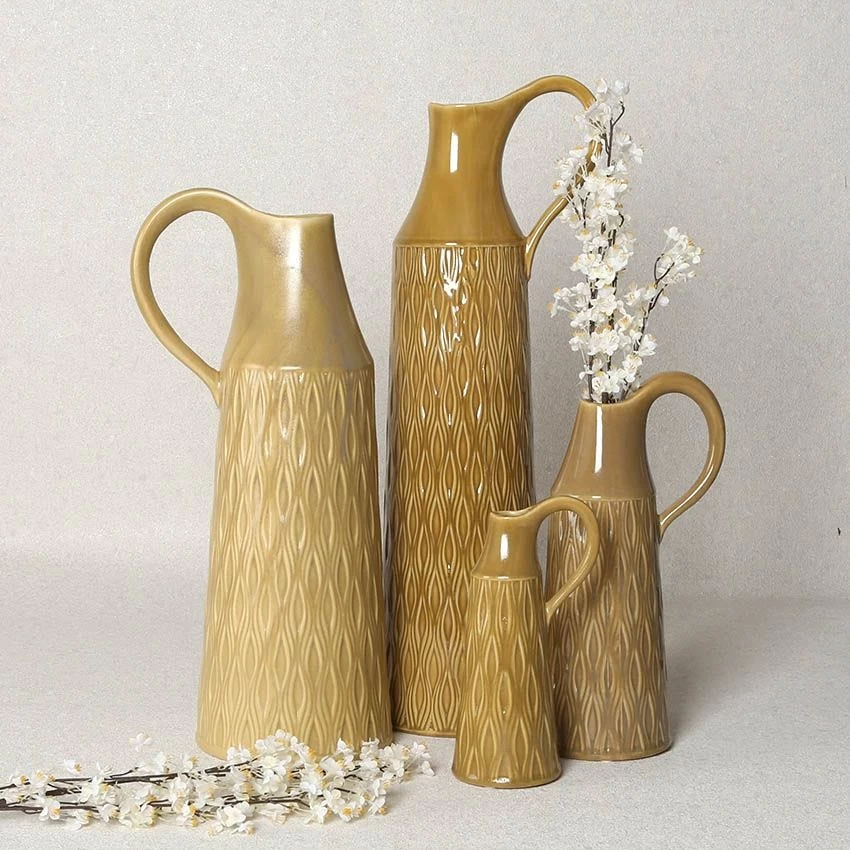 Alvar Stoneware Jug, Ochre – 48 Cms 3 Alvar Stoneware Jug, Ochre – 48 Cms - Image 3