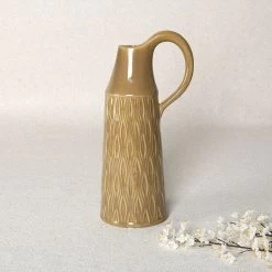Alvar Stoneware Jug, Ochre – 32.5 Cms