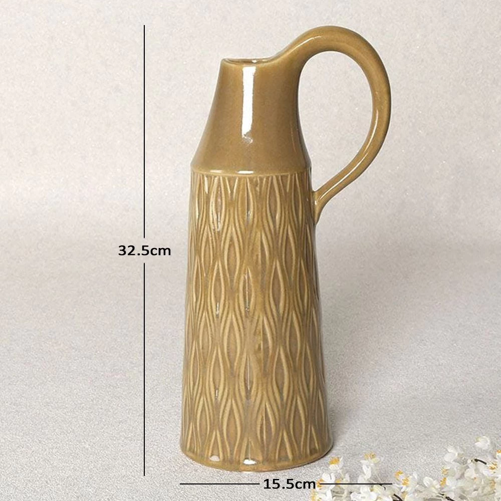 Alvar Stoneware Jug, Ochre – 32.5 Cms 4 Alvar Stoneware Jug, Ochre – 32.5 Cms - Image 4