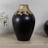 Della Porcelain Vase, Black & Gold - 22x35 Cm