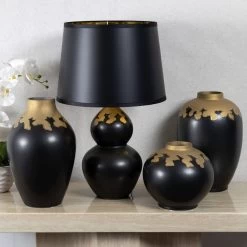Della Porcelain Vase, Black & Gold - 22x35 Cm -decoration 5110400302026 3