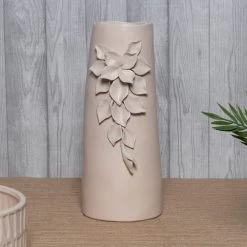Drop Ceramic Vase, Cream - 18x15x36 Cm