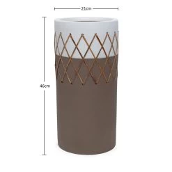 Ceramic And Rattan Vase, White & Brown - 46 Cm -decoration 5110400302293 3