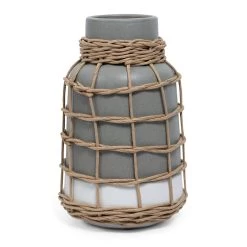 Misaki Ceramic Vase, Grey & White - 26 Cm