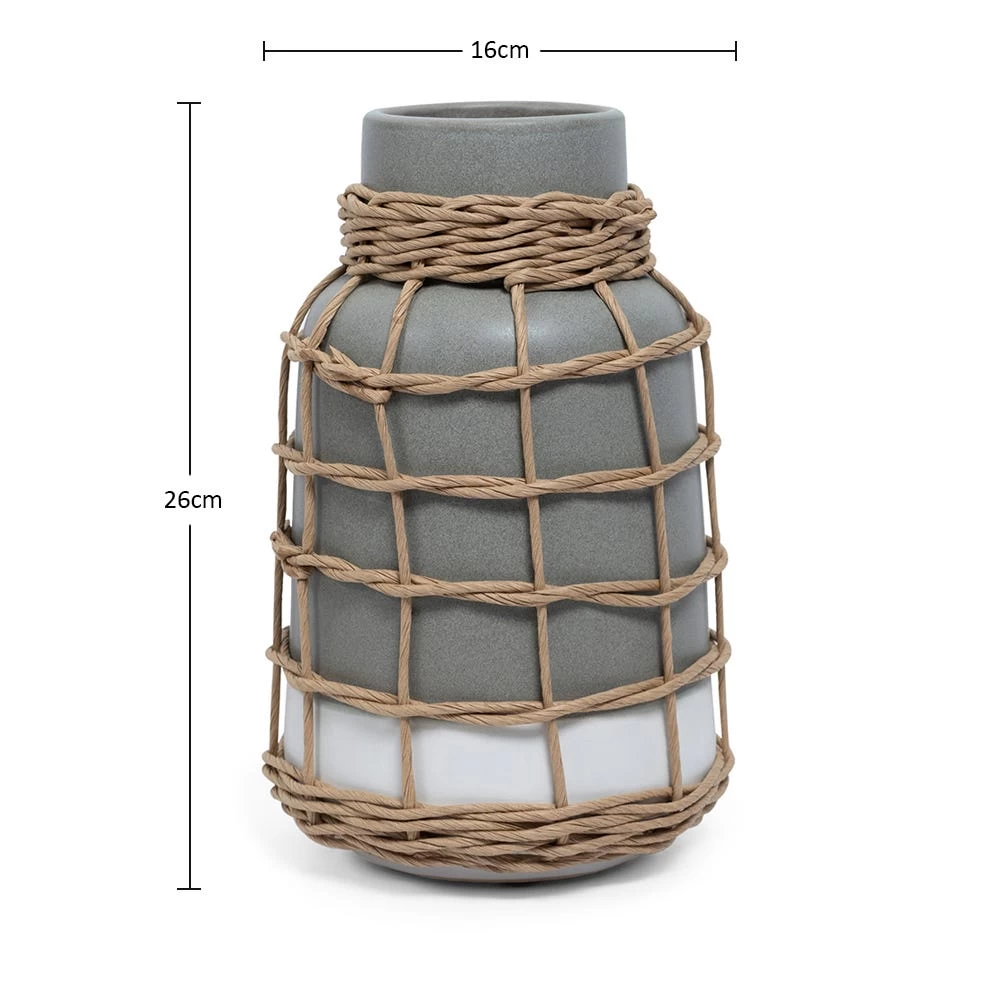 Misaki Ceramic Vase, Grey & White - 26 Cm 3 Misaki Ceramic Vase, Grey & White - 26 Cm - Image 3