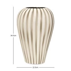 Ribbon Ceramic Vase, White & Silver - 22x34 Cm -decoration 5110400302354 3
